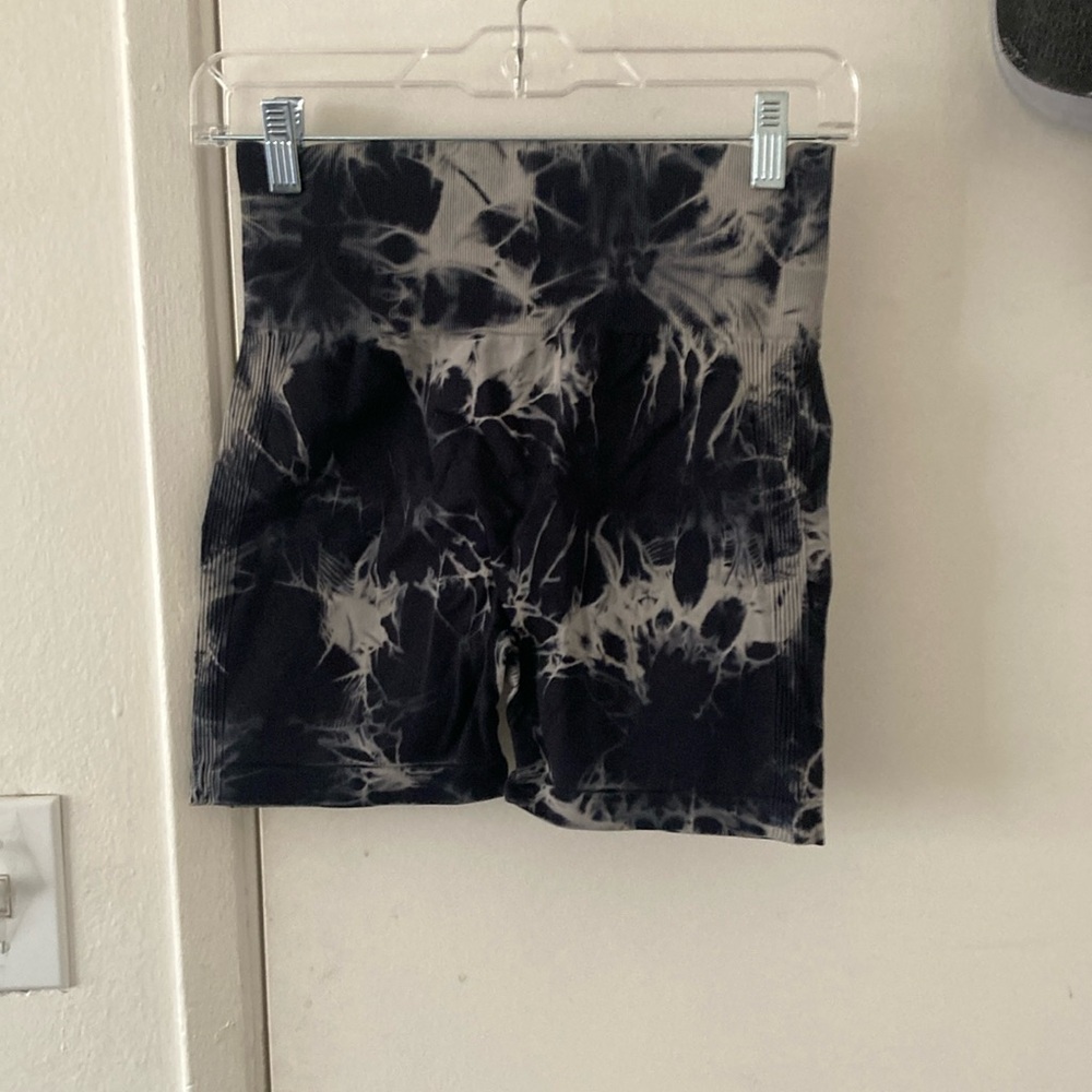 Black and White Athletic Tie-Dye Shorts